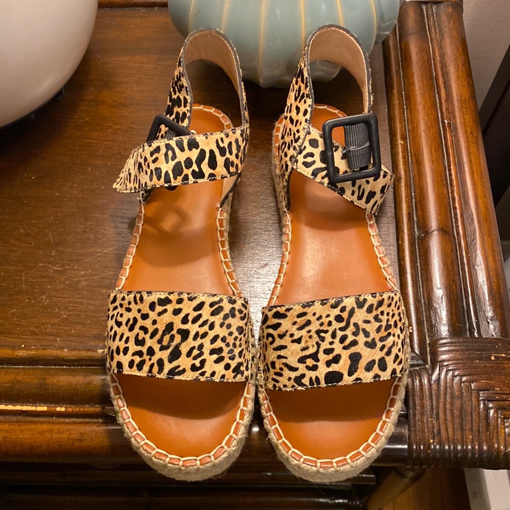Leopard Print Platform Sandals